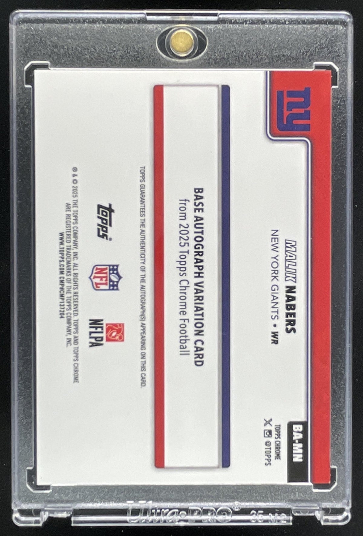 2025 Topps Chrome Autograph Red Refractor #BA-MN Malik Nabers Auto /5 product image 2, provided for visual reference and