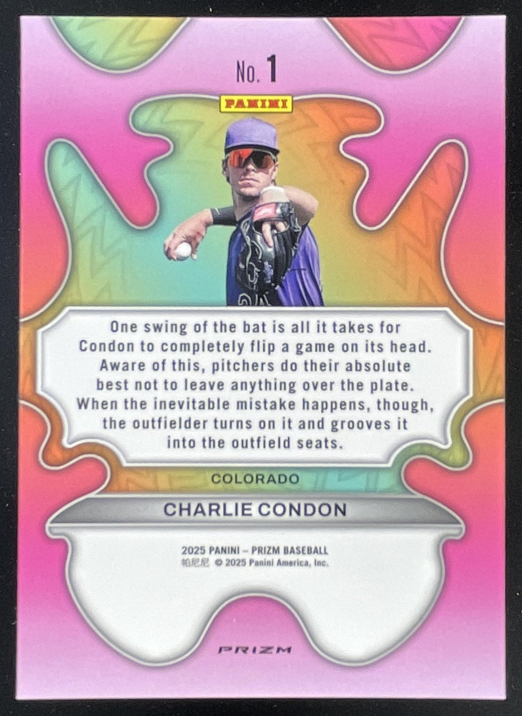 2025 Panini Prizm Groovy #1 Charlie Condon product image 2, provided for visual reference and product detail review