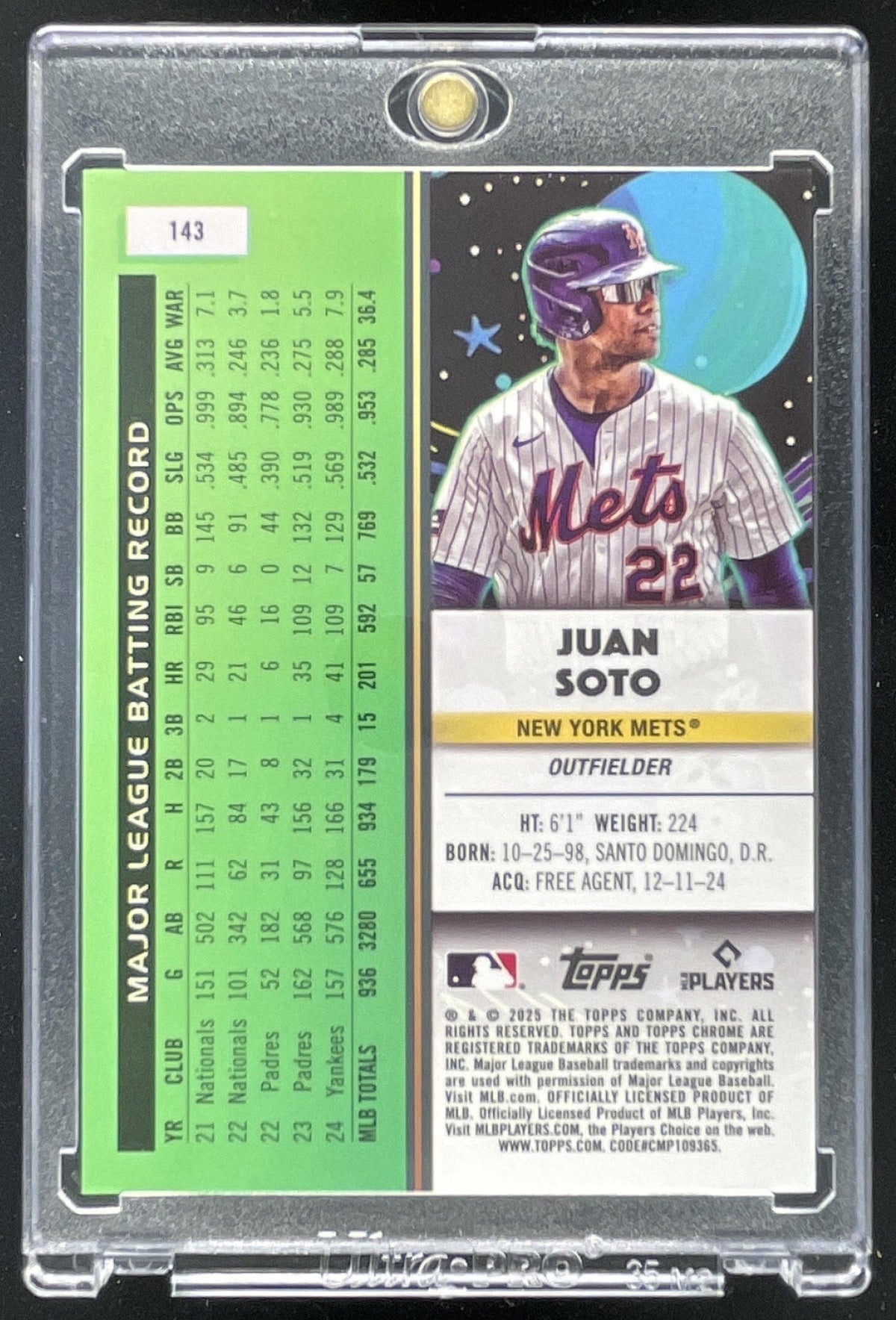 2025 Topps Cosmic Chrome Red Flare Refractor #143 Juan Soto /5 product image 2, provided for visual reference and product