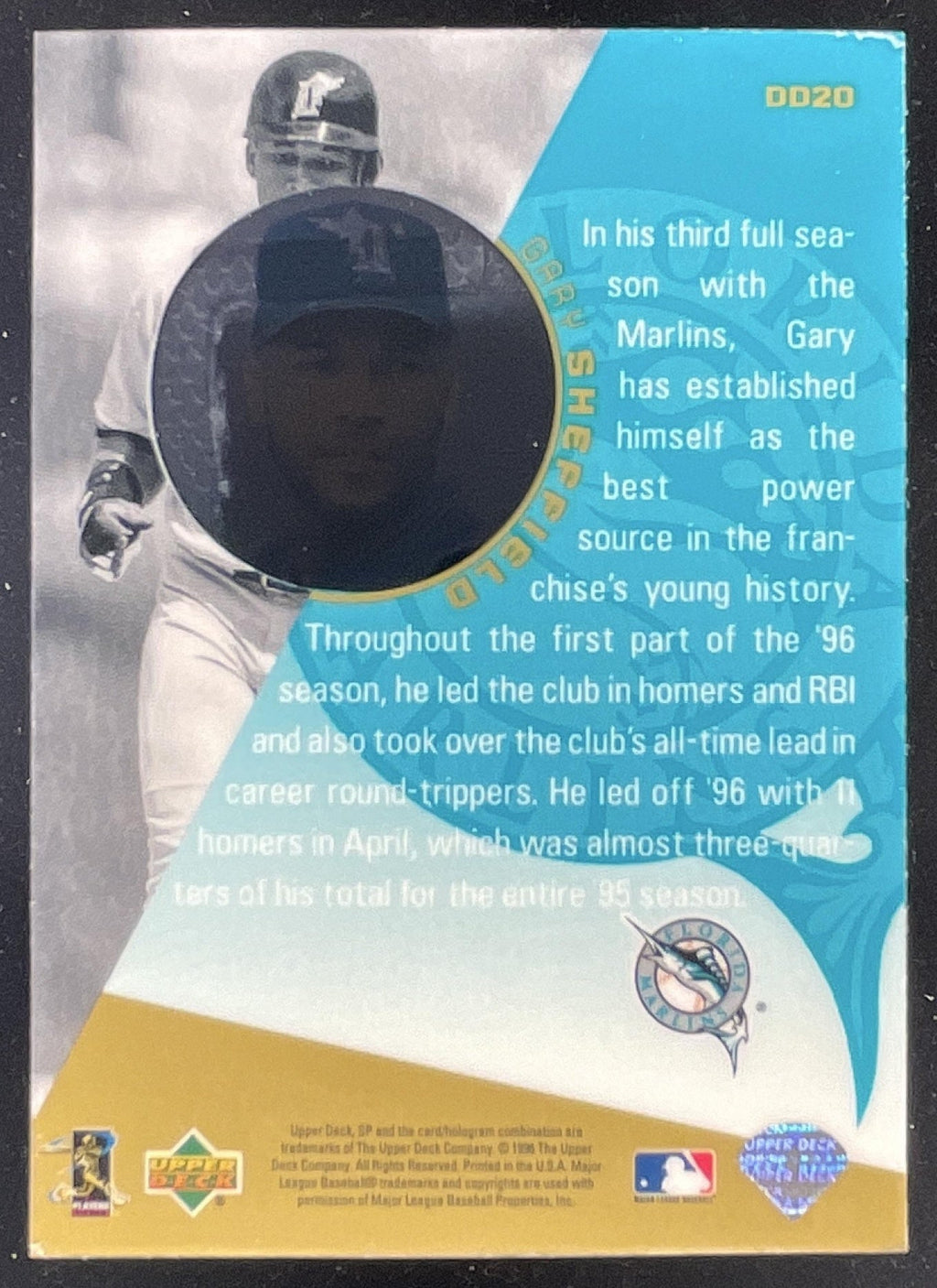1996 Upper Deck Diamond Destiny Gold #DD20 Gary Sheffield product image 2, provided for visual reference and product detail