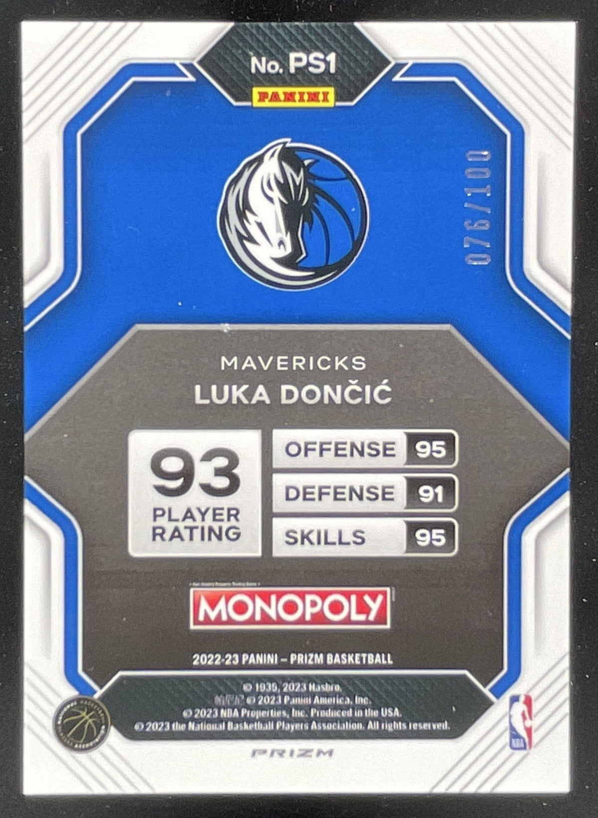 2022-23 Prizm Monopoly Prizm All Stars Red Money Shimmer #PS1 Luka Doncic /100 product image 2, provided for visual