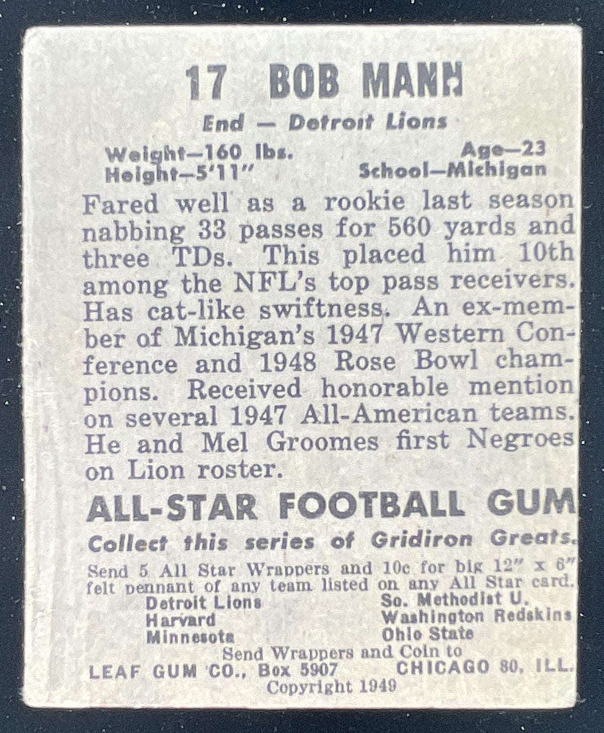 1949 Leaf 1949 Leaf #17 Bob Mann product image 2, provided for visual reference and product detail review
