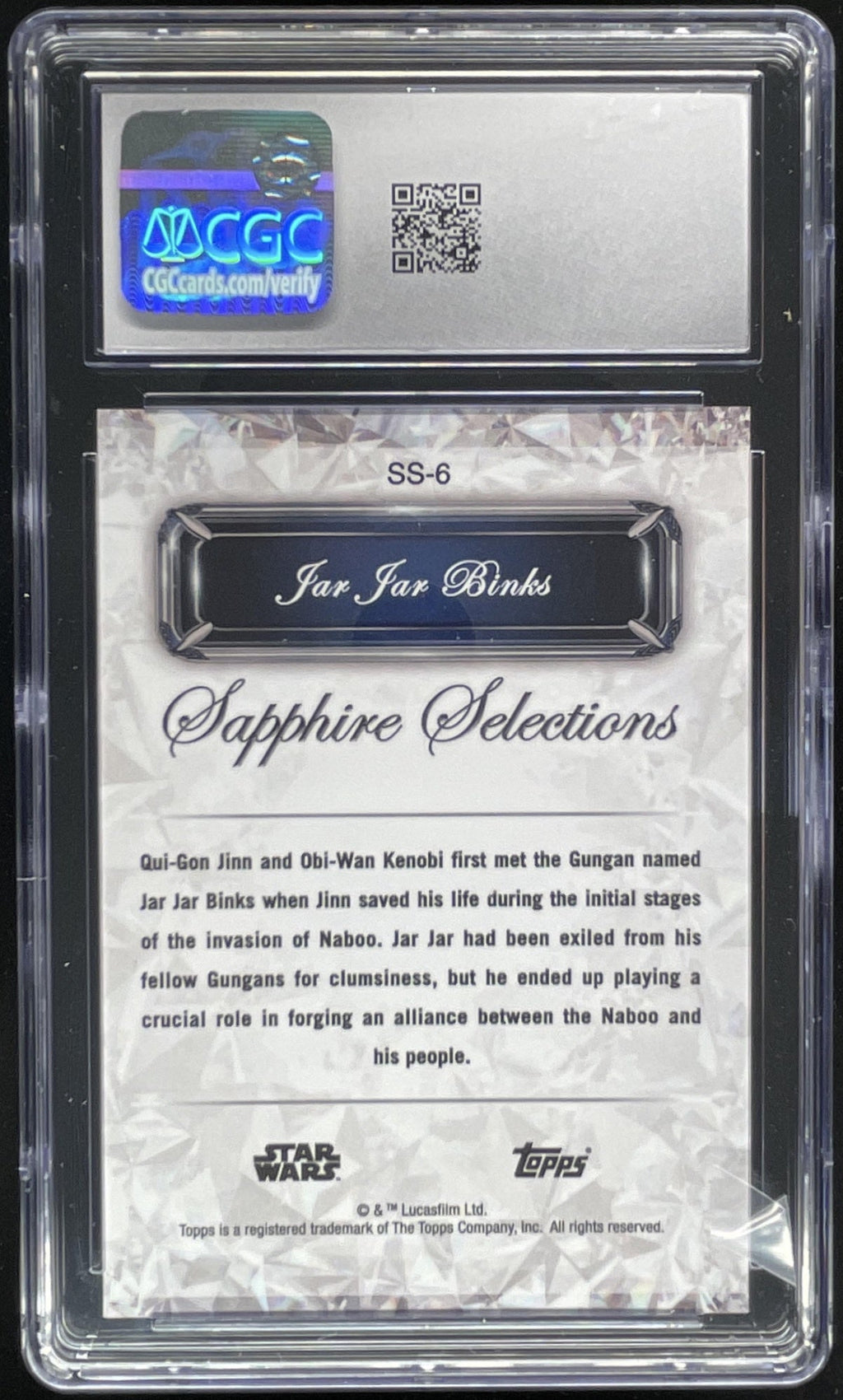 2024 Topps Chrome Sapphire Star Wars Selections Orange #SS6 Jar Binks /25 CGC 10 product image 2, provided for visual