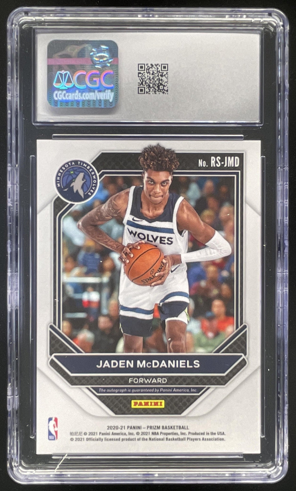 2020-21 Prizm Rookie Signatures #RS-JMD Jaden McDaniels RC Auto CGC 10 product image 2, provided for visual reference and