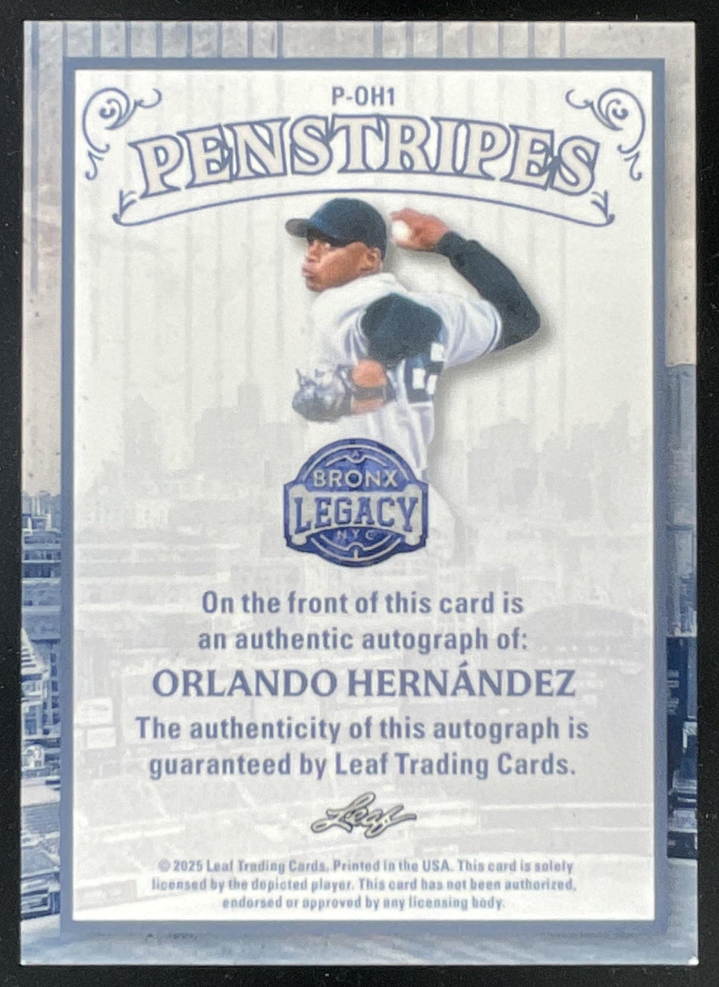 2025 Leaf A Bronx Legacy Penstripes Purple HoloFoil Orlando Hernandez Auto /9 product image 2, provided for visual reference