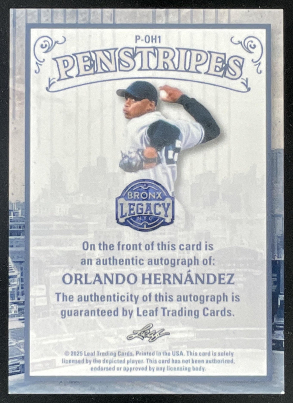 2025 Leaf A Bronx Legacy Penstripes Purple HoloFoil Orlando Hernandez Auto /9 product image 2, provided for visual reference