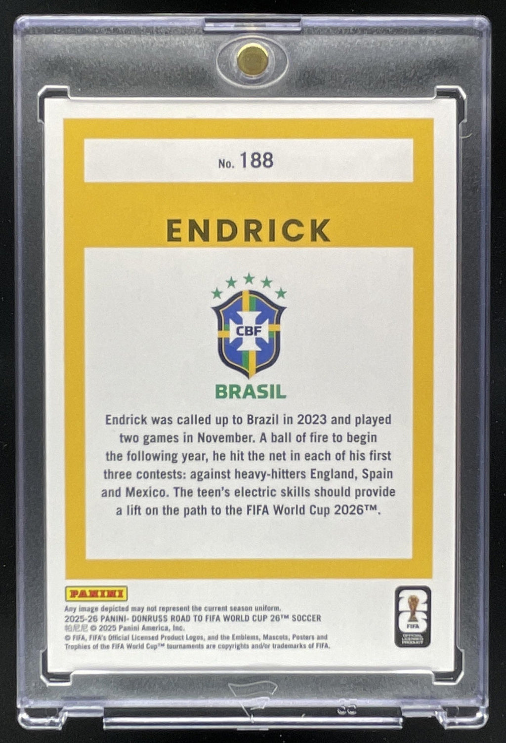 2025-26 Panini Donruss Road to FIFA World Cup 26' Green #188 Endrick /5 product image 2, provided for visual reference and