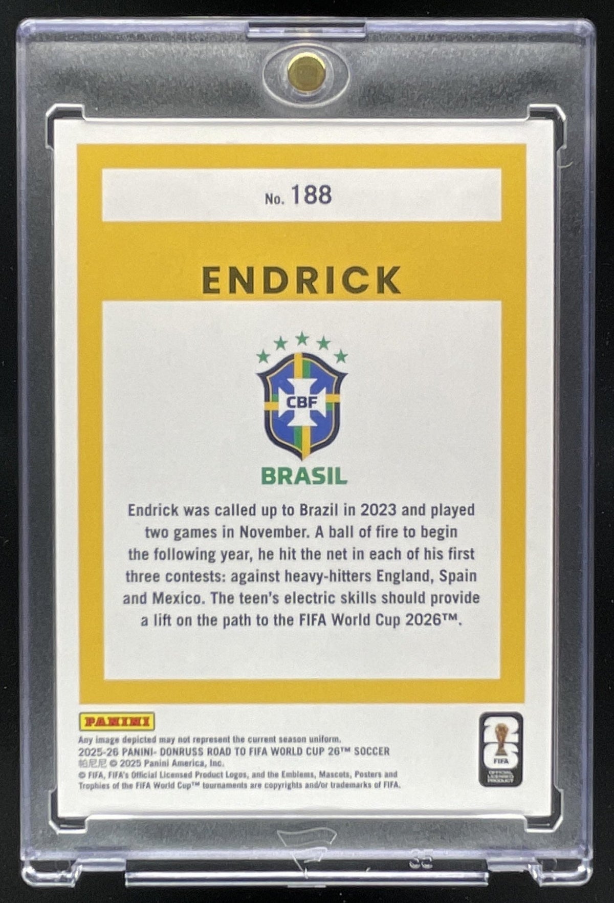 2025-26 Panini Donruss Road to FIFA World Cup 26' Green #188 Endrick /5 product image 2, provided for visual reference and