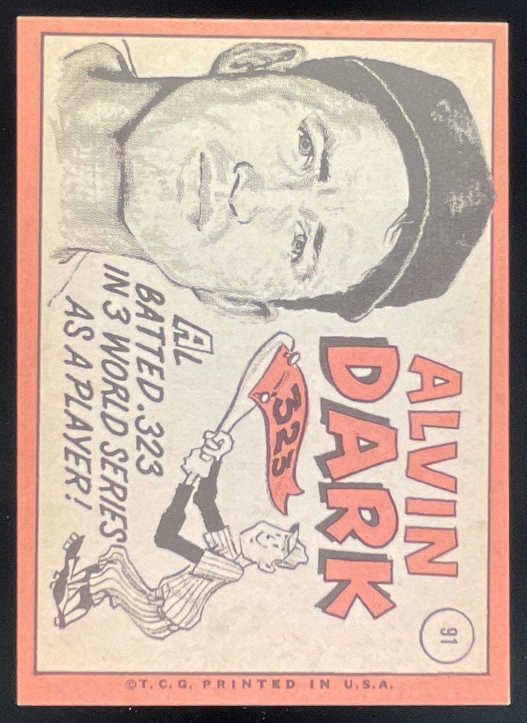 1969 Topps #91 Al Dark product image 2, provided for visual reference and product detail review