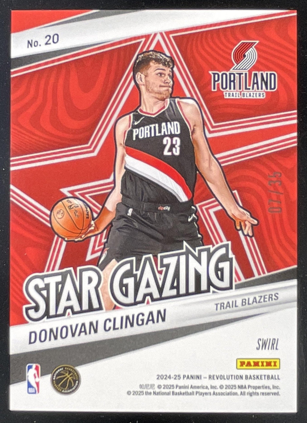2024-25 Panini Revolution Star Gazing Teal Swirl #20 Donovan Clingan RC /35 product image 2, provided for visual reference