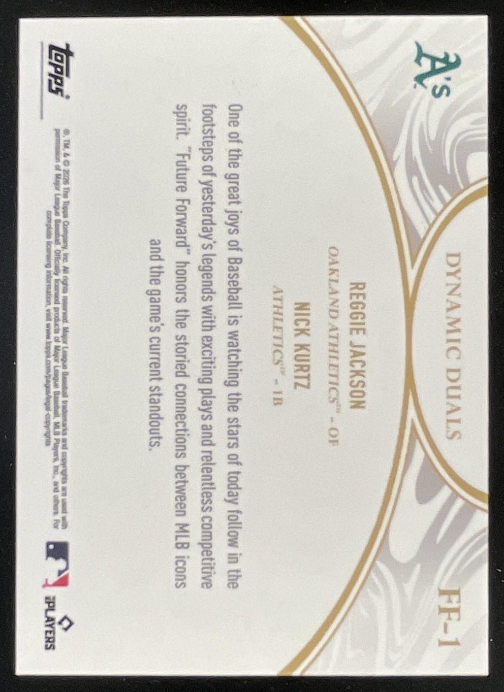 2026 Topps Dynamic Duals Future Forward #FF-1 Nick Kurtz Reggie Jackson RC product image 2, provided for visual reference