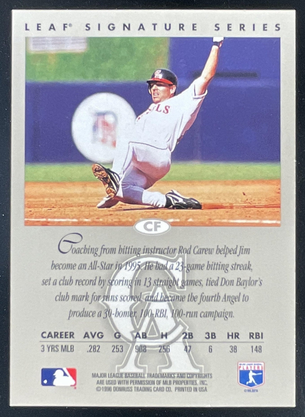 1996 Leaf Signature Series Autographs Silver #NNO Jim Edmonds Autograph Auto product image 2, provided for visual reference