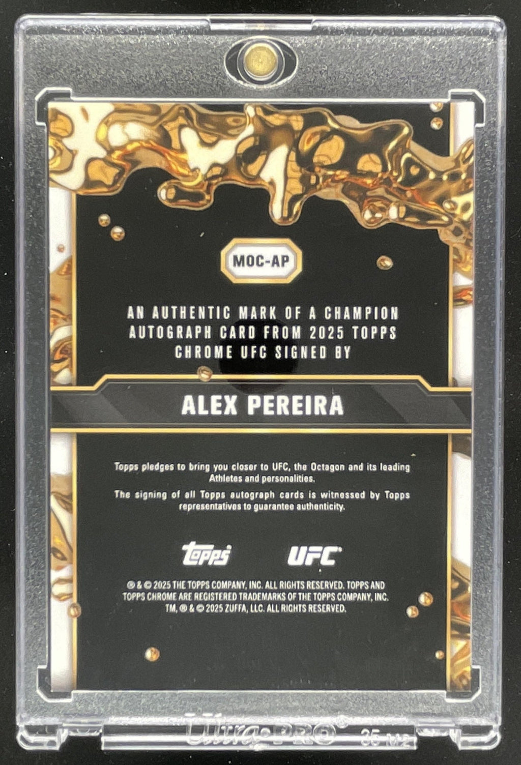 2025 Topps UFC Chrome Mark of a Champion Green Geometric Alex Pereira Auto /99 product image 2, provided for visual
