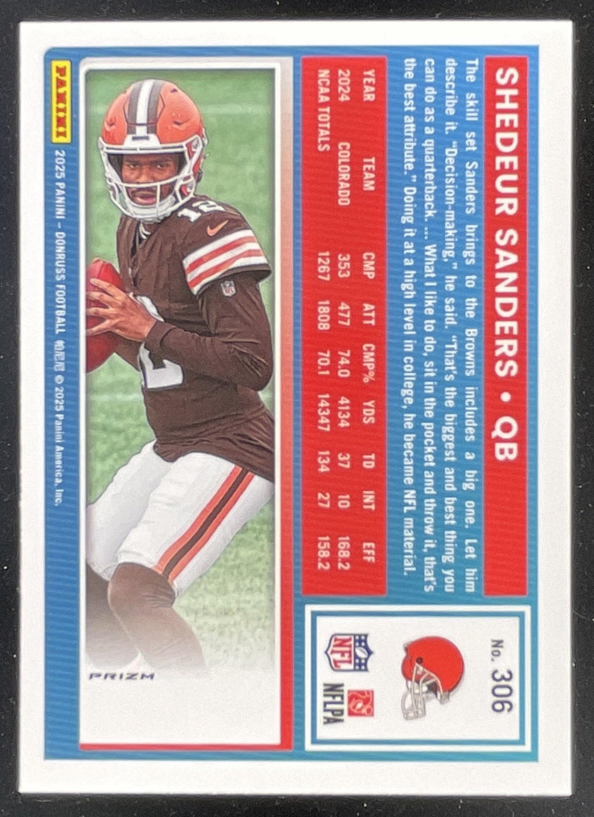 2025 Donruss Optic Rated Rookies Preview Red Pandora #306 Shedeur Sanders RC product image 2, provided for visual reference