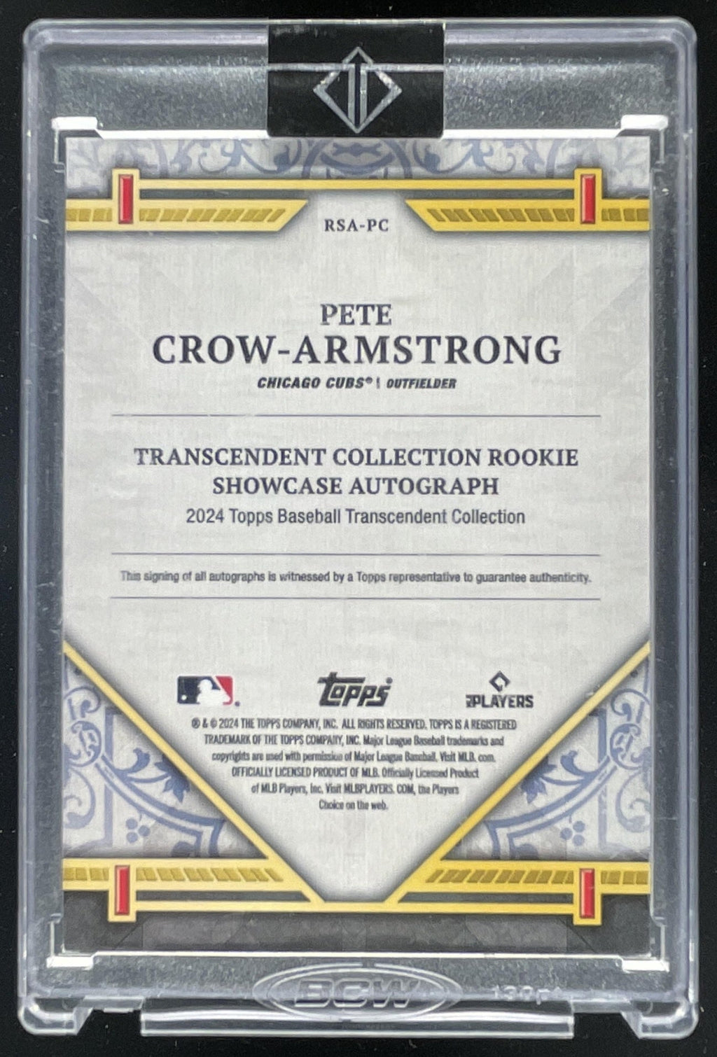 2024 Topps Transcendent Collection Showcase #PC Pete Crow-Armstrong RC Auto /25 product image 2, provided for visual