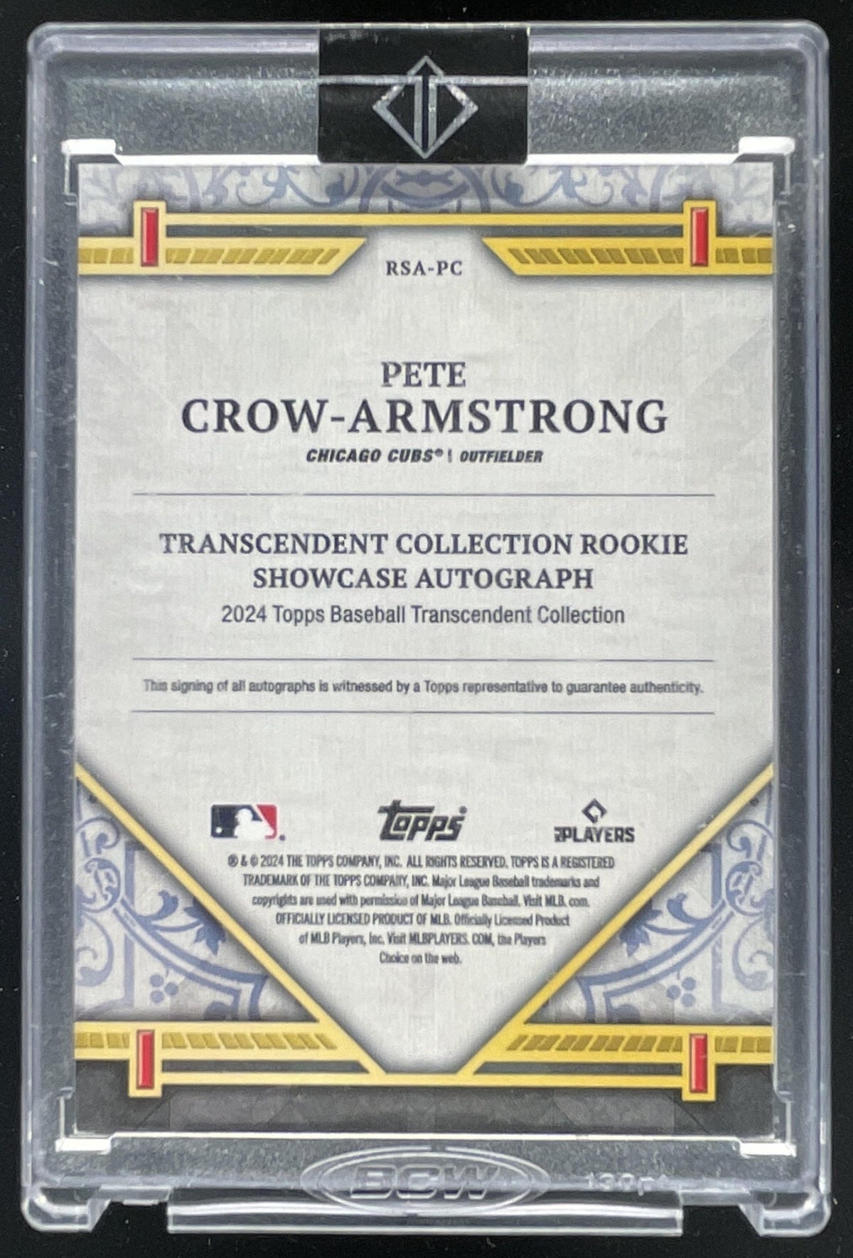 2024 Topps Transcendent Collection Showcase #PC Pete Crow-Armstrong RC Auto /25 product image 2, provided for visual
