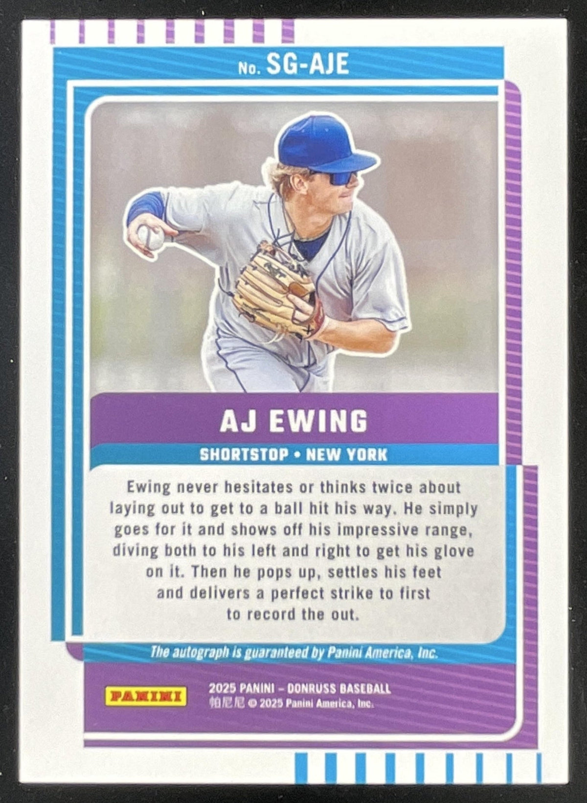 2025 Panini Donruss Signature Series Laser #SG-AJE AJ Ewing Auto product image 2, provided for visual reference and product