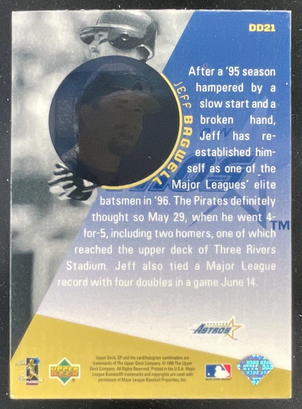 1996 Upper Deck Diamond Destiny Gold #DD21 Jeff Bagwell product image 2, provided for visual reference and product detail