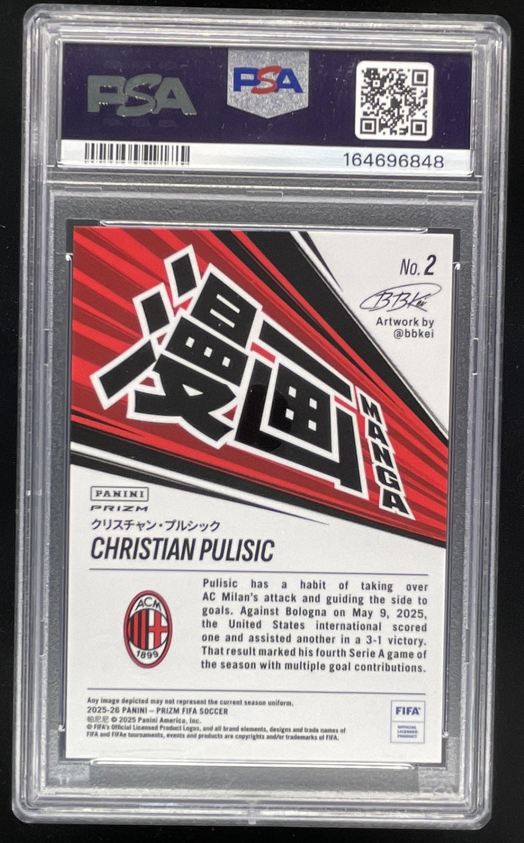 2025-26 Panini Prizm FIFA Manga #2 Christian Pulisic SSP PSA 10 product image 2, provided for visual reference and product