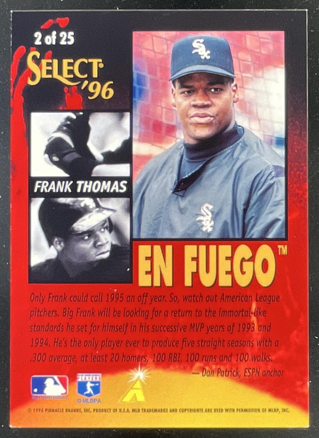 1996 Pinnacle Select En Fuego #2 Frank Thomas product image 2, provided for visual reference and product detail review