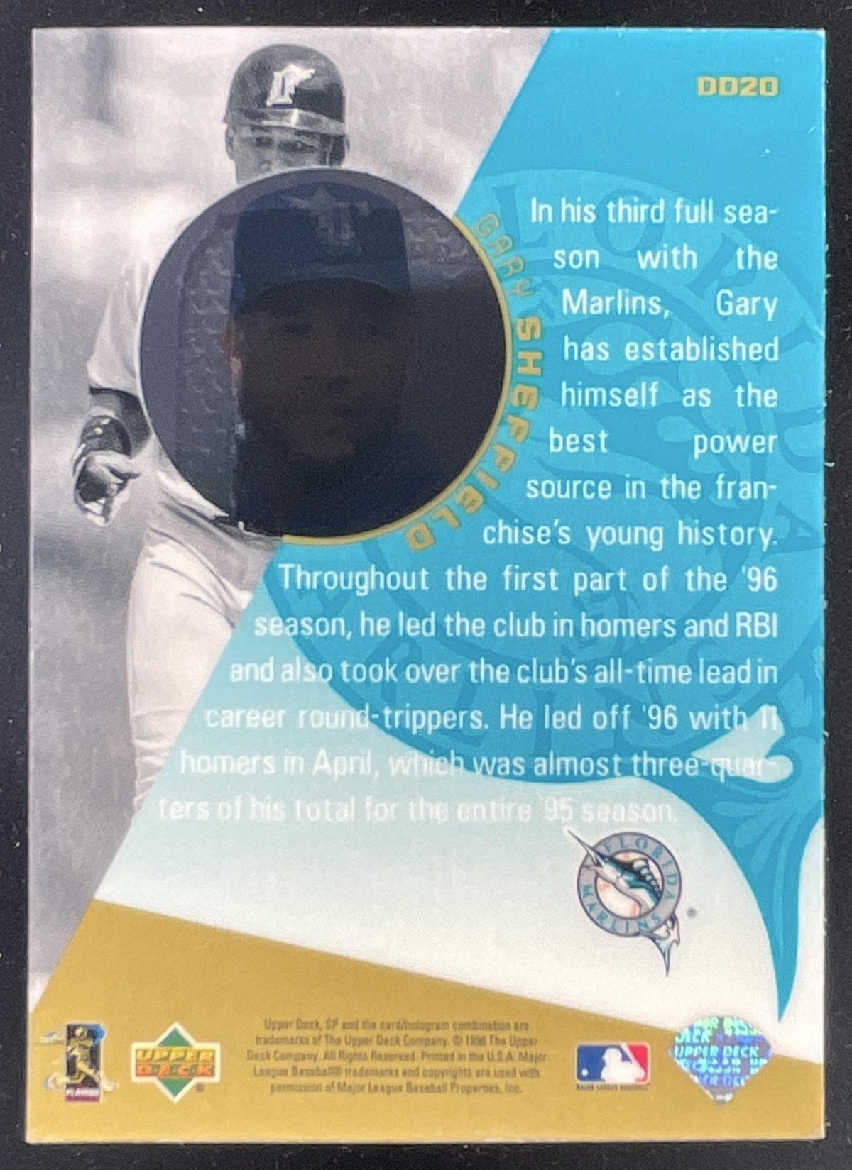 1996 Upper Deck Diamond Destiny Gold #DD20 Gary Sheffield product image 2, provided for visual reference and product detail