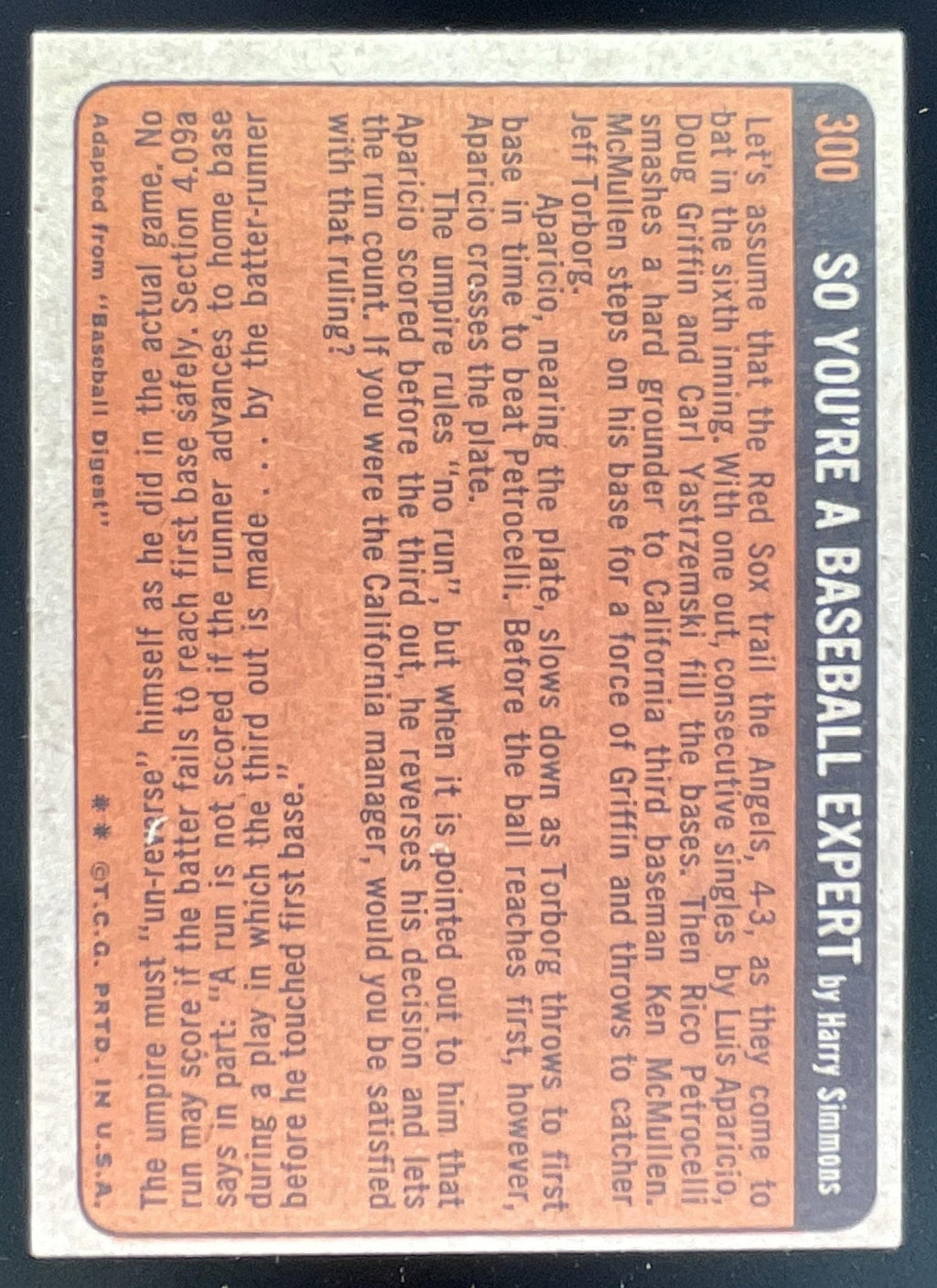 1972 Topps #300 Hank Aaron product image 2, provided for visual reference and product detail review