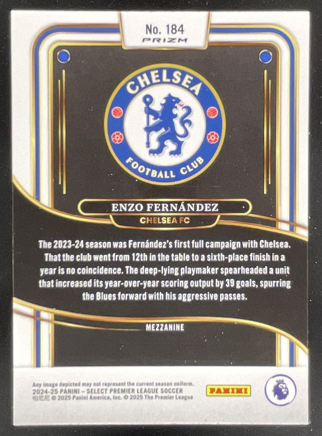 2024-25 Panini Select Premier League Mezzanine Zebra #184 Enzo Fernandez product image 2, provided for visual reference and