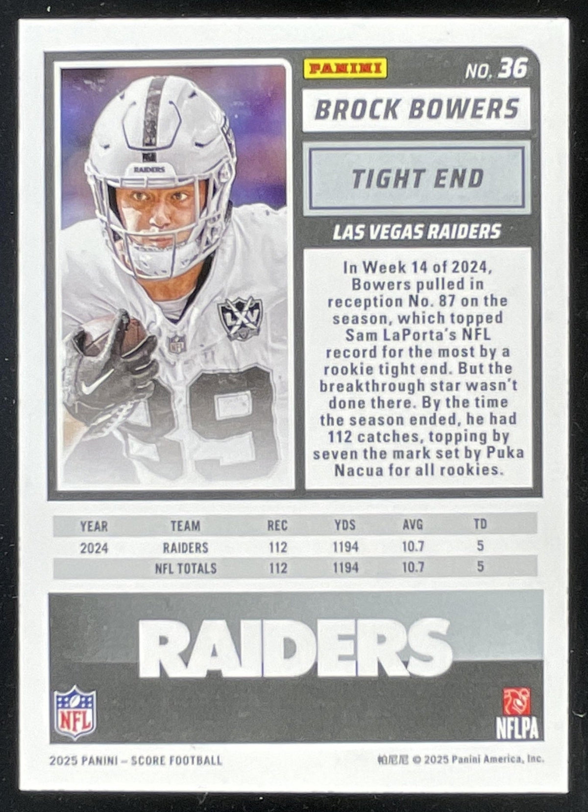 2025 Panini Score Dots Red #36 Brock Bowers /25 product image 2, provided for visual reference and product detail review