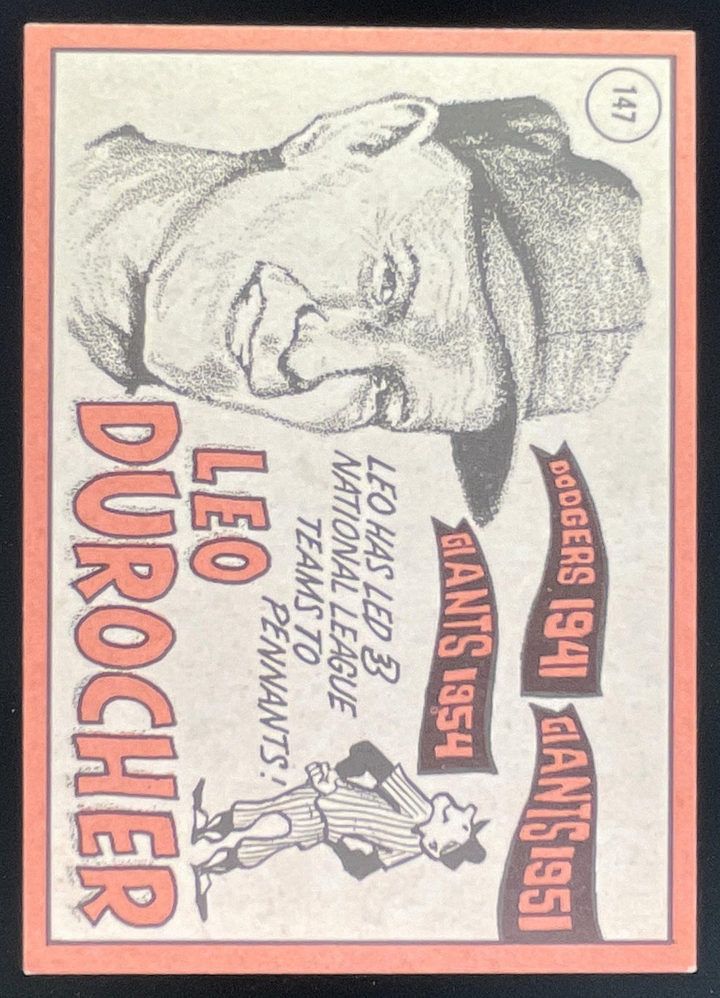 1969 Topps #147 Leo Durocher product image 2, provided for visual reference and product detail review