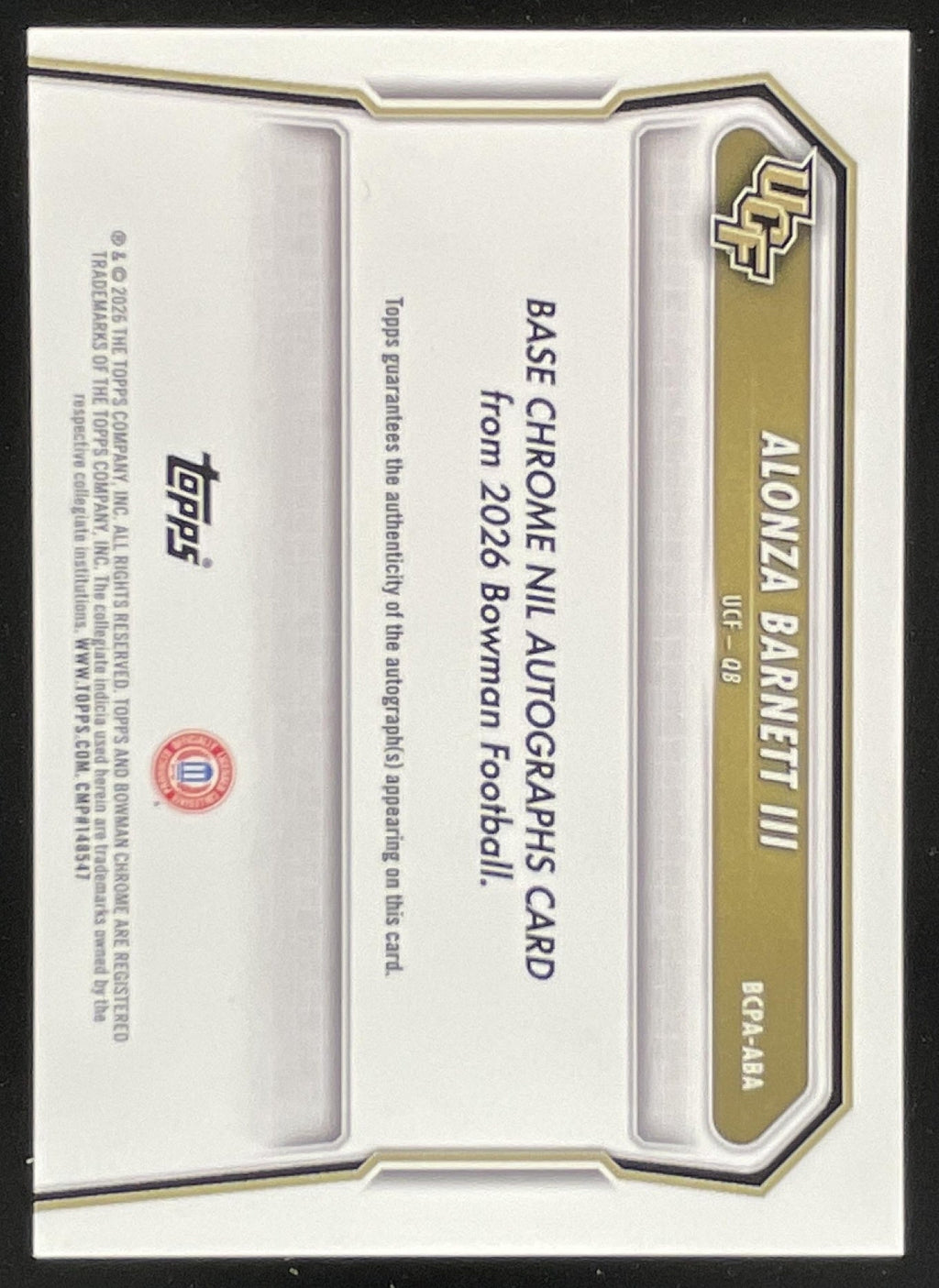 2026 Bowman Chrome Prospect Red Geometric #BCPA-ABA Alonza Barnett III Auto /5 product image 2, provided for visual