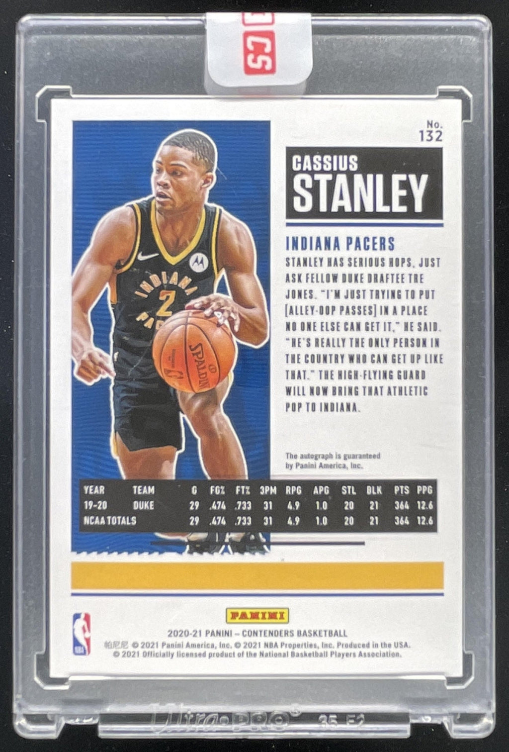 2020-21 Panini Contenders Cracked Ice Ticket #132 Cassius Stanley RC Auto /25 product image 2, provided for visual reference