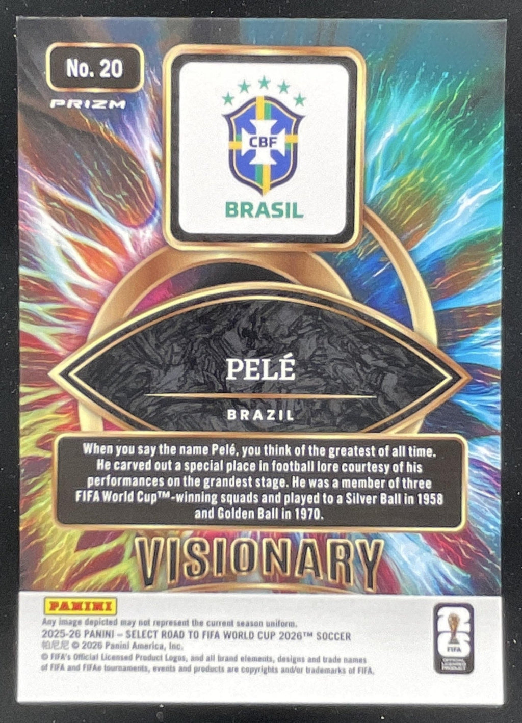 2025-26 Panini Select Road to FIFA World Cup Visionary #20 Pele product image 2, provided for visual reference and product