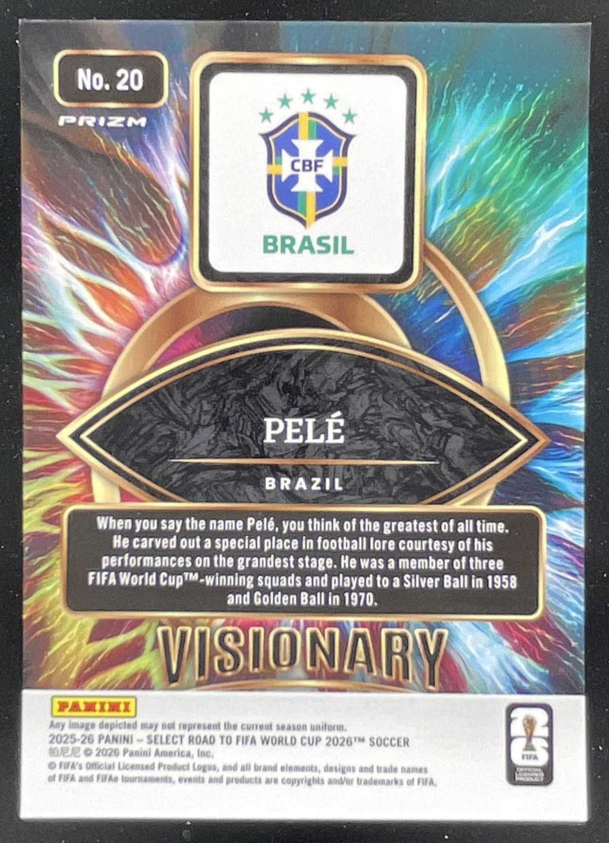 2025-26 Panini Select Road to FIFA World Cup Visionary #20 Pele product image 2, provided for visual reference and product