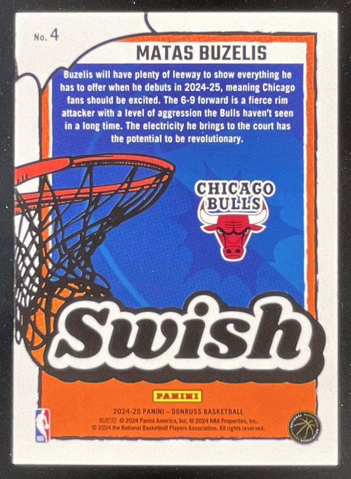 2024-25 Panini Donruss Swish Diamond #4 Matas Buzelis RC product image 2, provided for visual reference and product detail