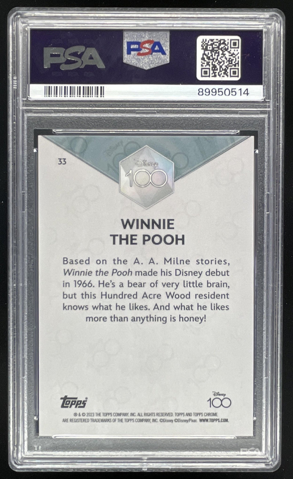 2023 Topps Chrome Disney 100 Pink Refractors #33 Winnie the Pooh /399 PSA 10 product image 2, provided for visual reference