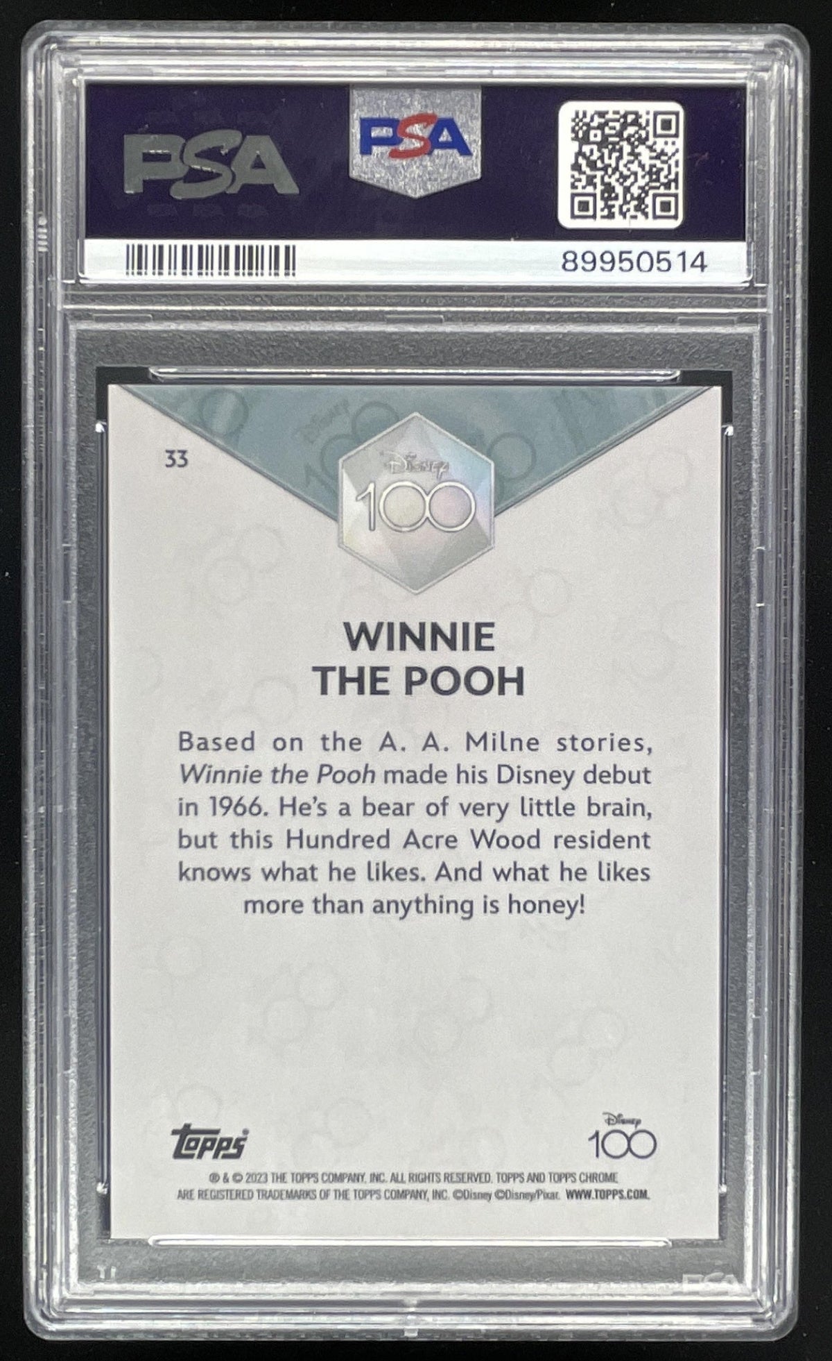 2023 Topps Chrome Disney 100 Pink Refractors #33 Winnie the Pooh /399 PSA 10 product image 2, provided for visual reference