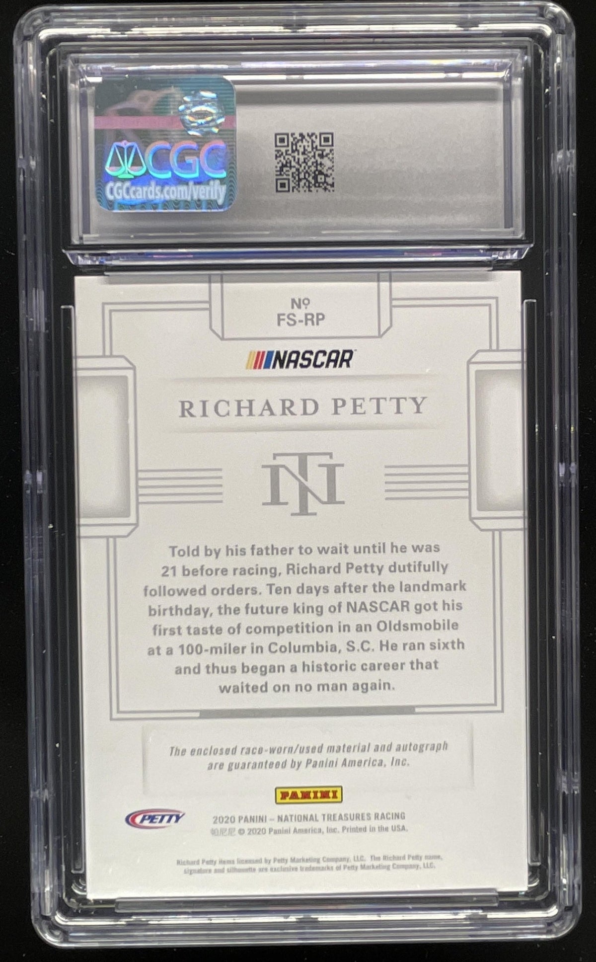 2020 National Treasures Firesuit Silver #FS-RP Richard Petty Auto /63 CGC 10 product image 2, provided for visual reference