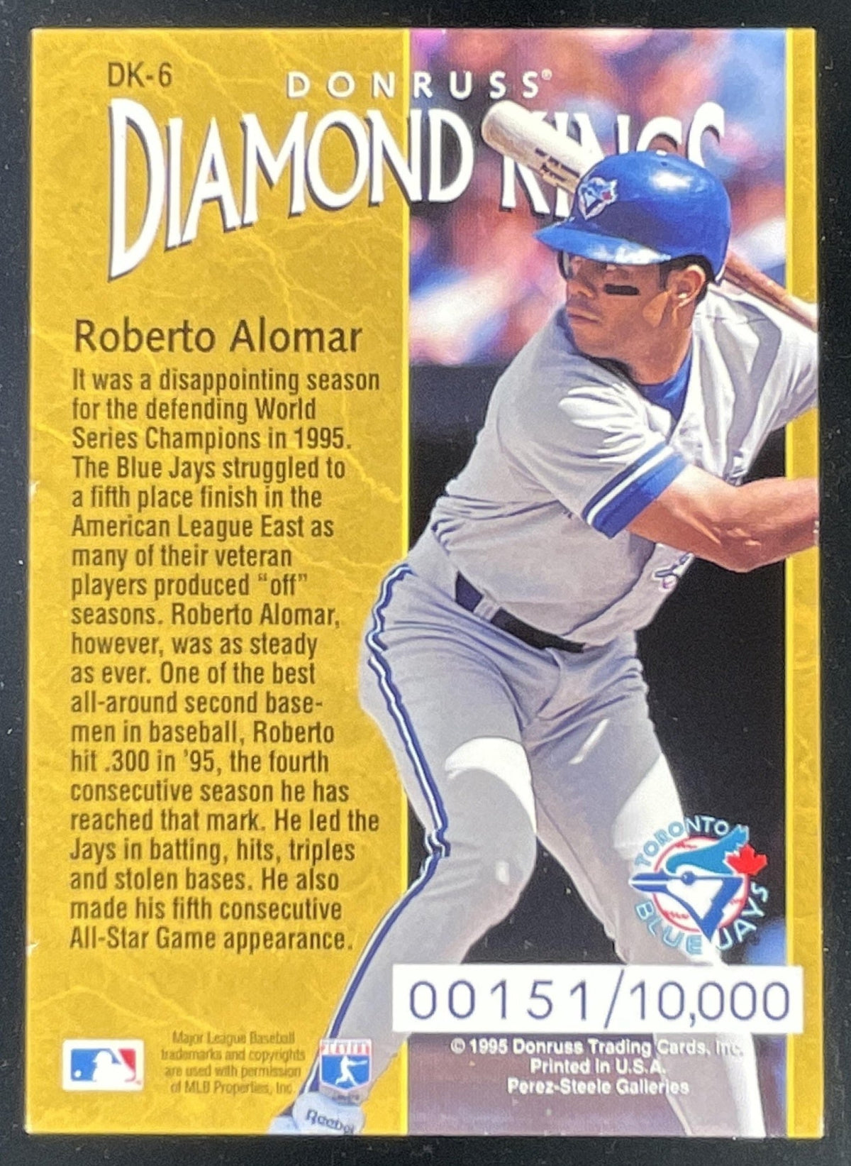 1996 Donruss Diamond Kings #DK-6 Roberto Alomar /10000 product image 2, provided for visual reference and product detail