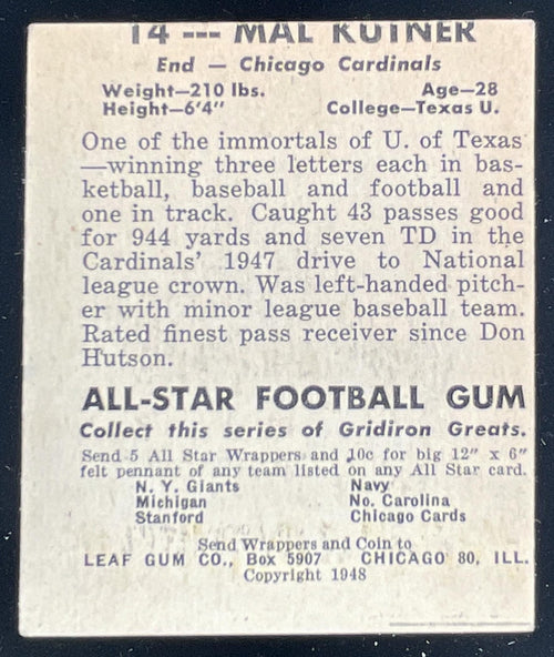 1948 Leaf #14a Mal Kutner RC VAR product image 2, provided for visual reference and product detail review