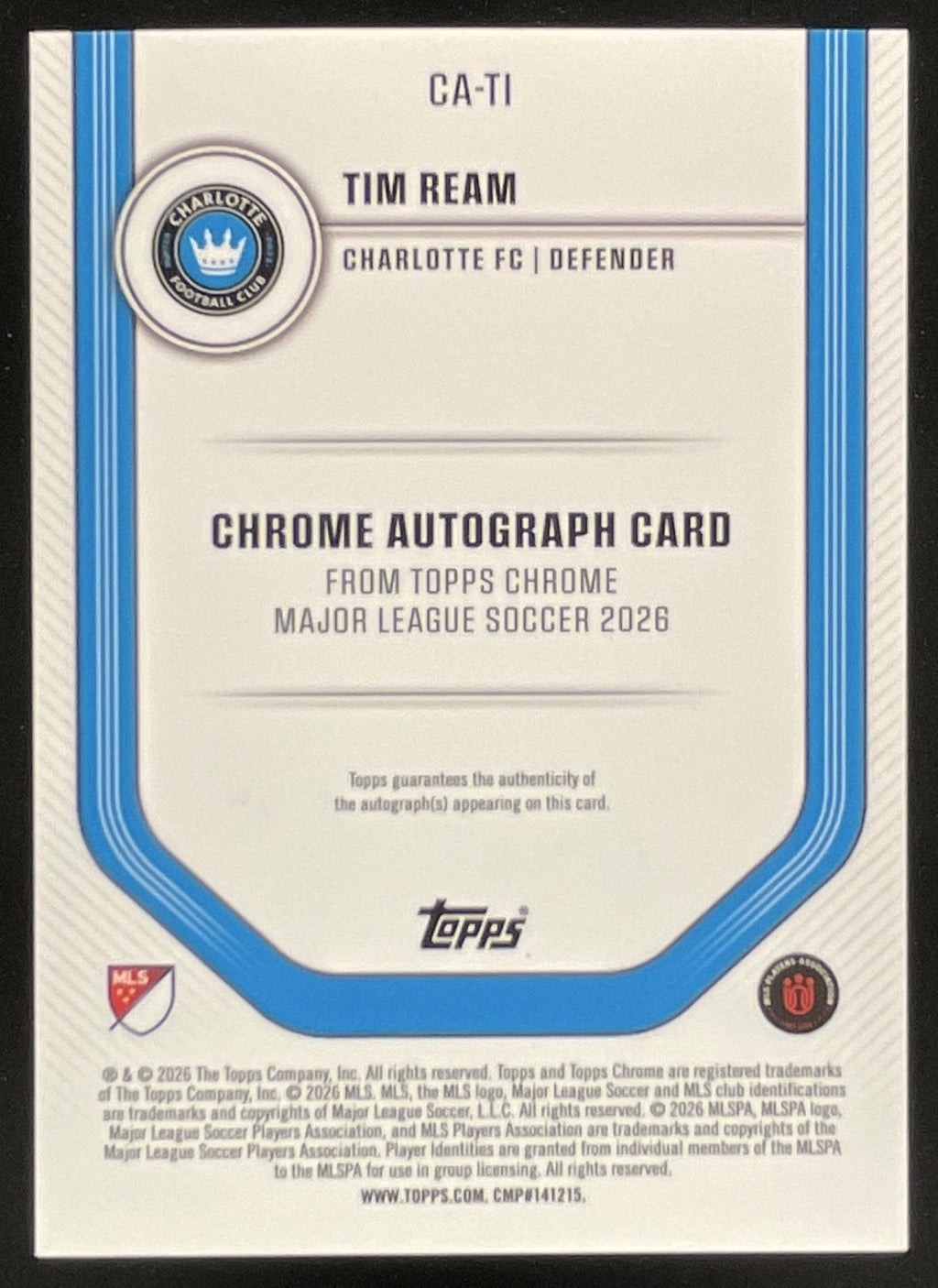 2026 Topps Chrome MLS Chrome Orange Wave #CA-TI Tim Ream Auto /25 product image 2, provided for visual reference and product