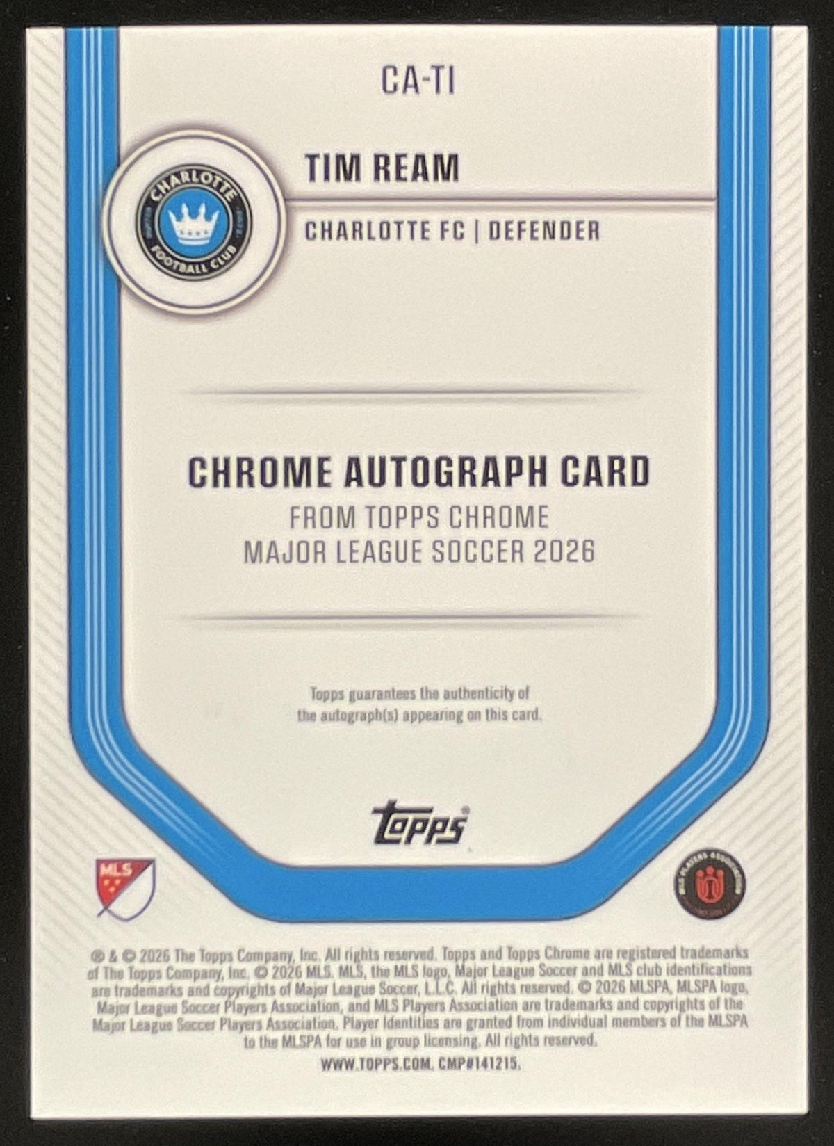 2026 Topps Chrome MLS Chrome Orange Wave #CA-TI Tim Ream Auto /25 product image 2, provided for visual reference and product