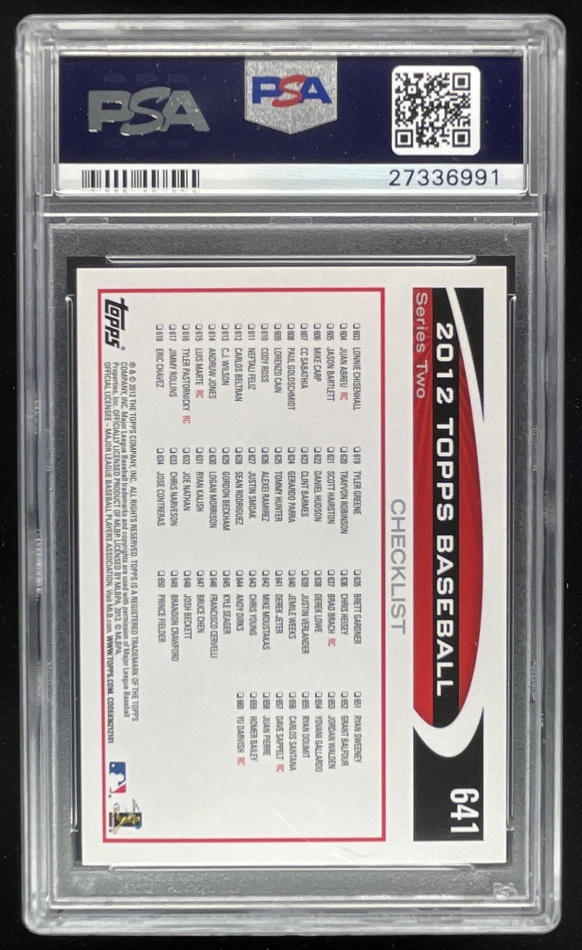 2012 Topps #641 Derek Jeter PSA 10 product image 2, provided for visual reference and product detail review