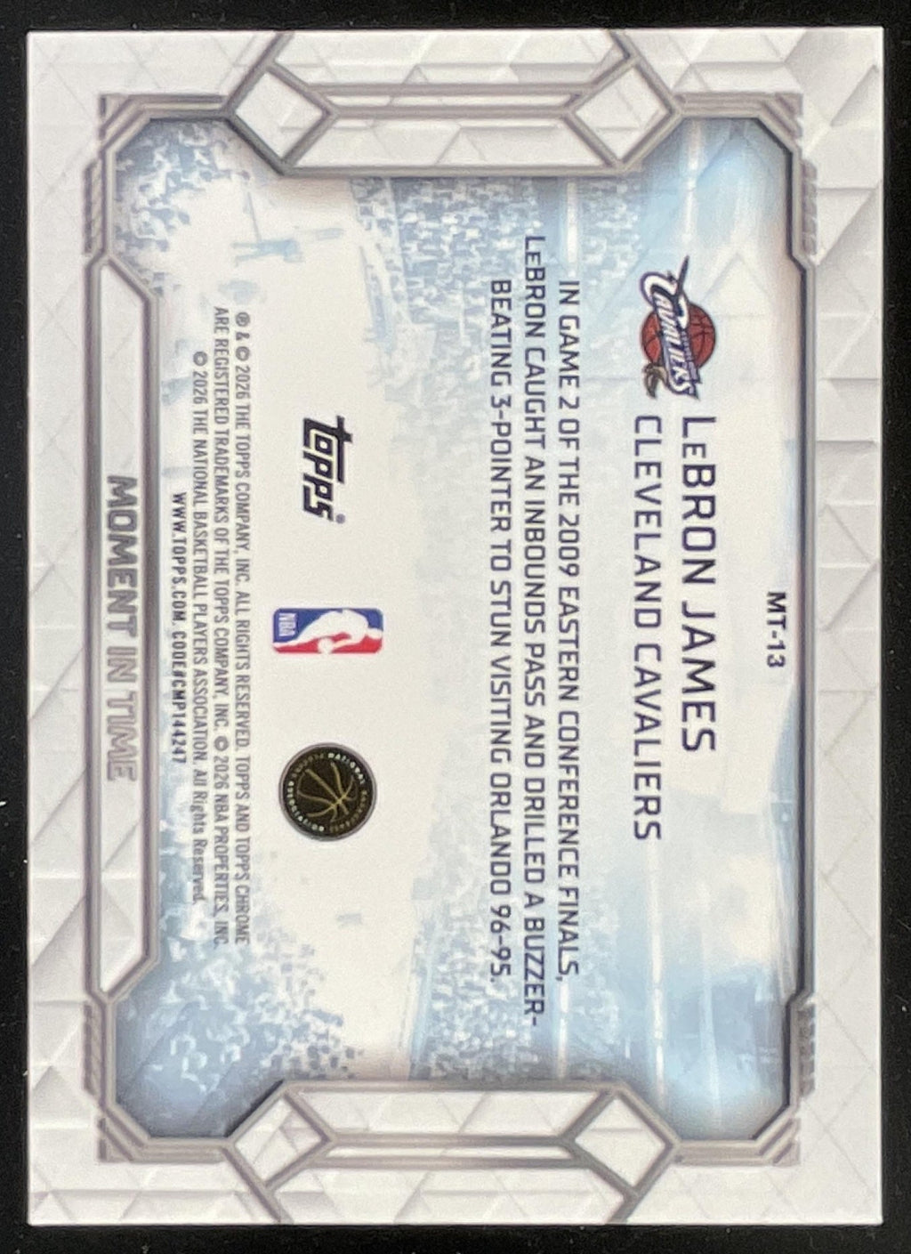 2025-26 Topps Chrome Update Moment In Time #MT-13 LeBron James product image 2, provided for visual reference and product