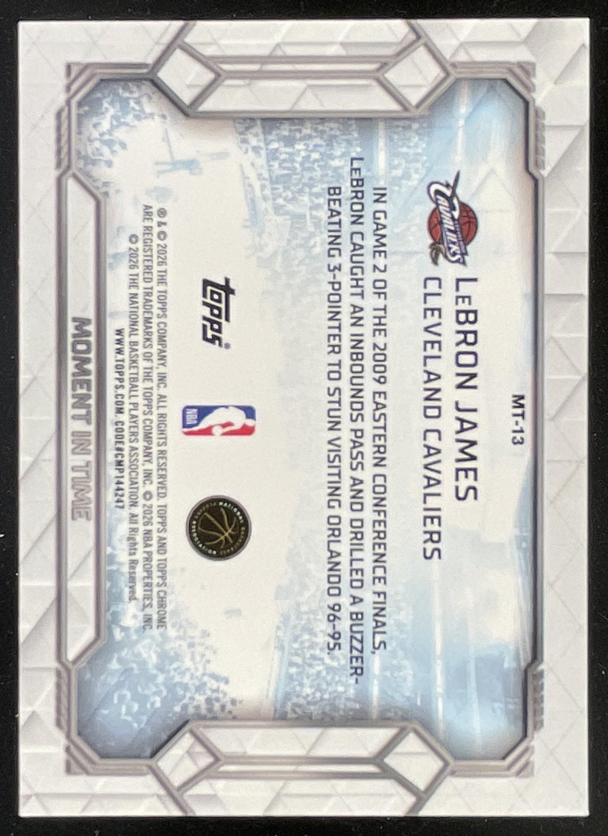 2025-26 Topps Chrome Update Moment In Time #MT-13 LeBron James product image 2, provided for visual reference and product