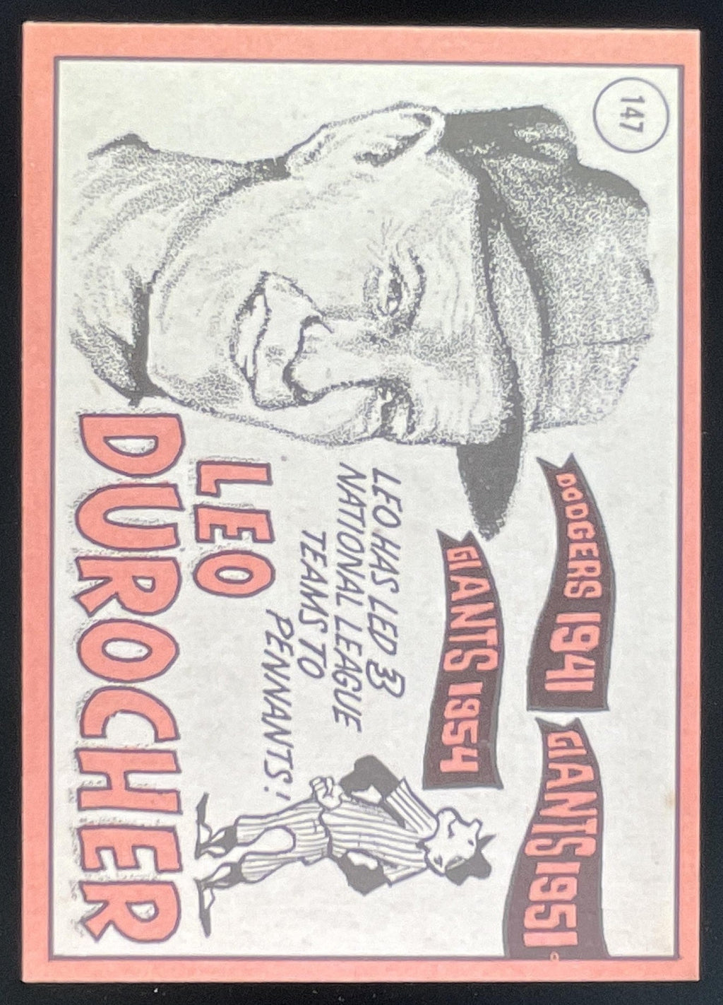 1969 Topps #147 Leo Durocher product image 2, provided for visual reference and product detail review