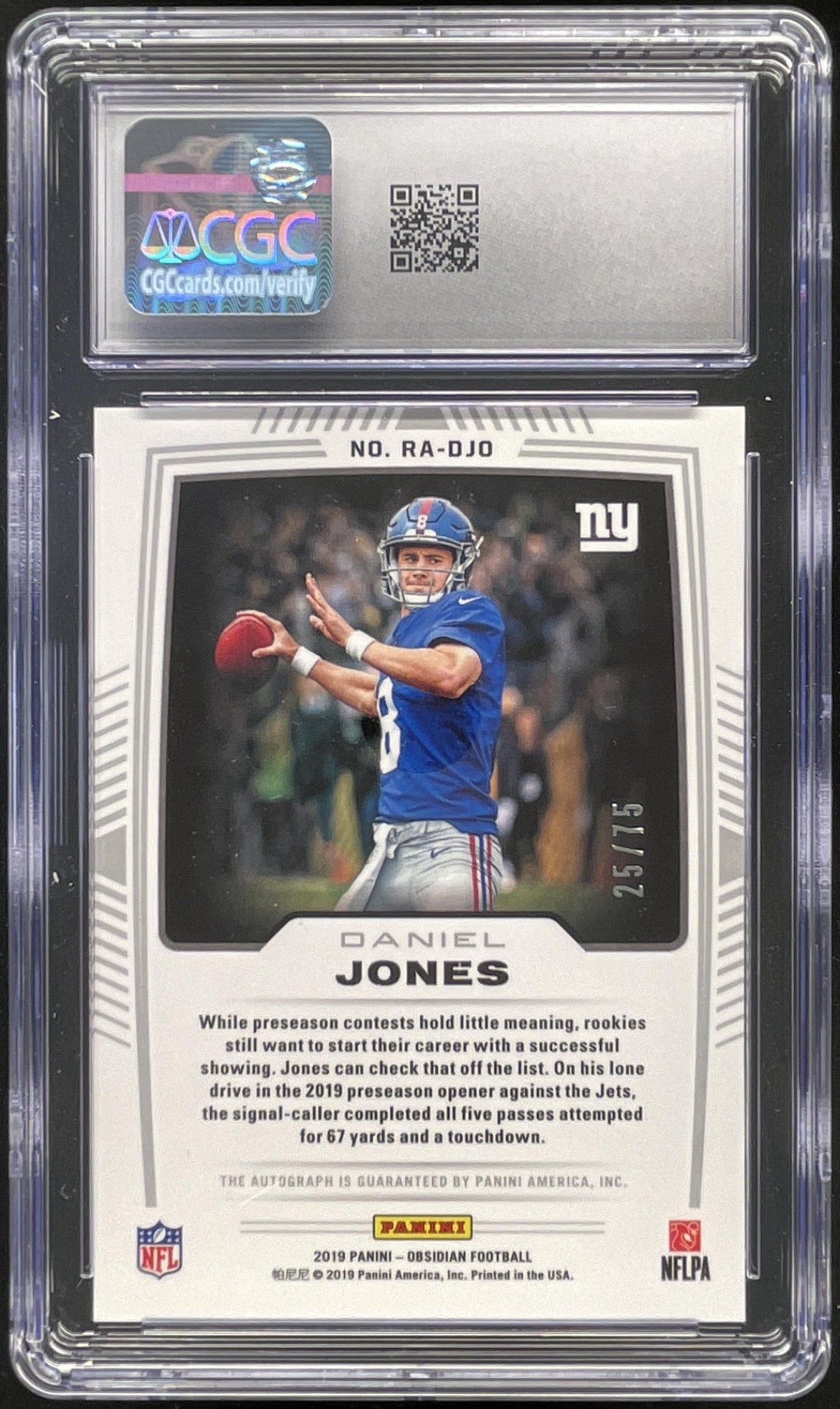 2019 Panini Origins Rookie Autographs #RA-DJO Daniel Jones RC Auto CGC 10 product image 2, provided for visual reference and