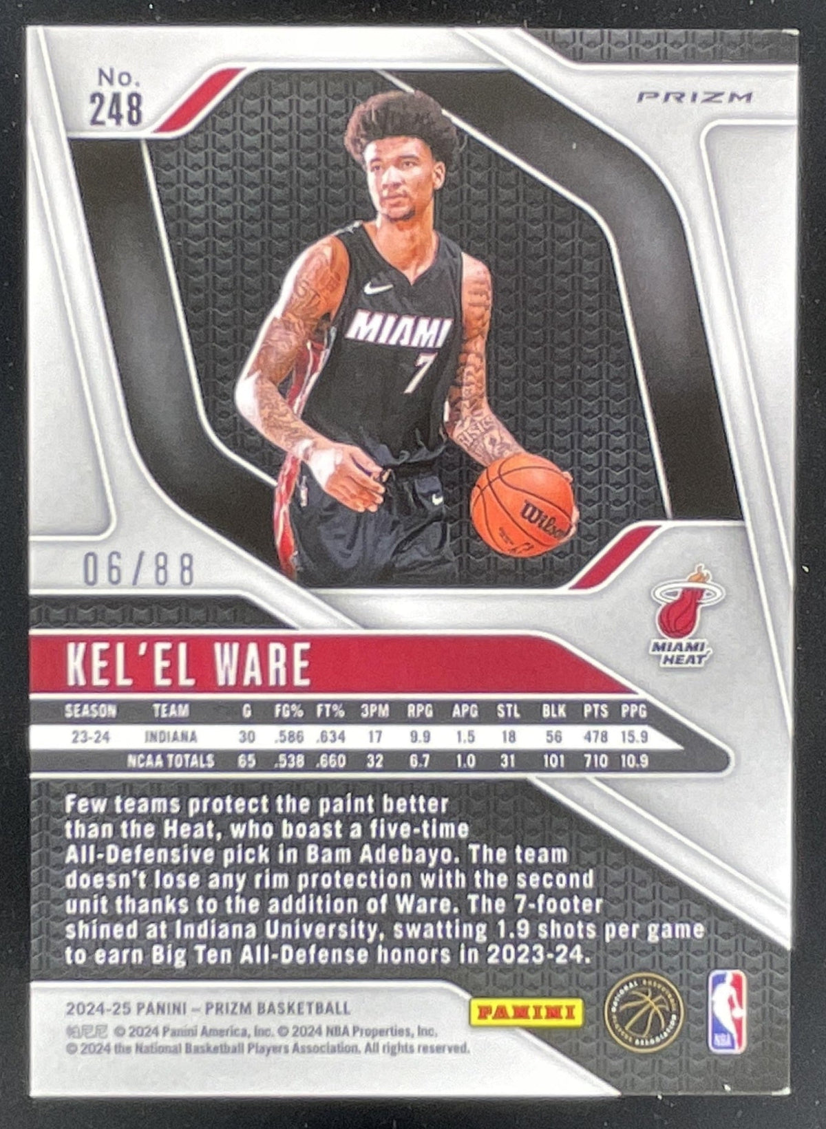 2024-25 Panini Prizm Choice Red Prizm #248 Kel el Ware RC /88 product image 2, provided for visual reference and product