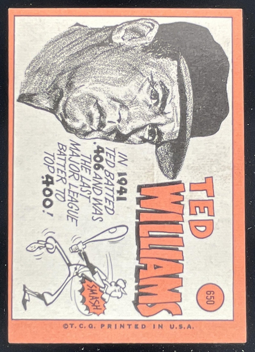 1969 Topps #650 Ted Williams product image 2, provided for visual reference and product detail review