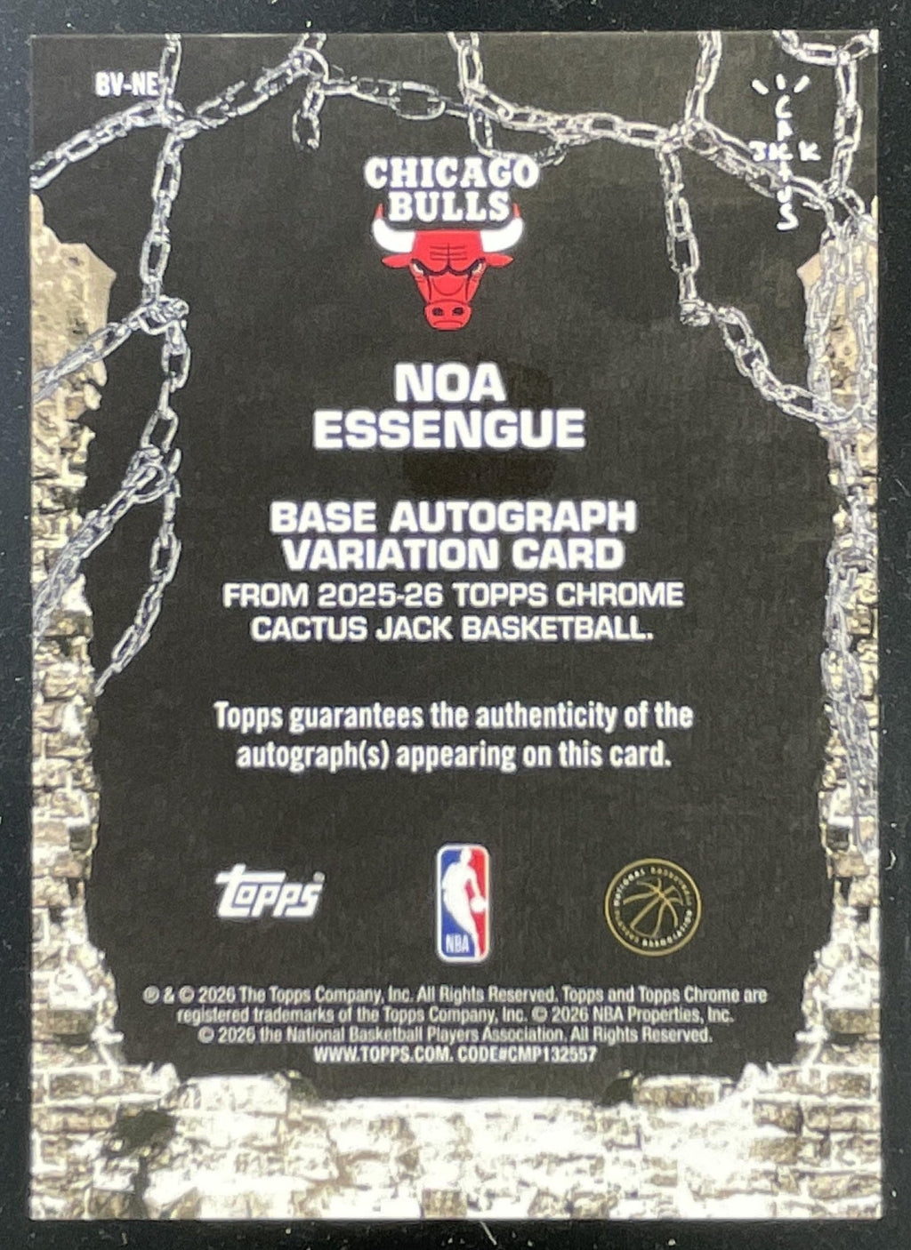 2025-26 Topps Chrome x Cactus Jack Orange #BV-NE Noa Essengue RC Auto /25 product image 2, provided for visual reference and