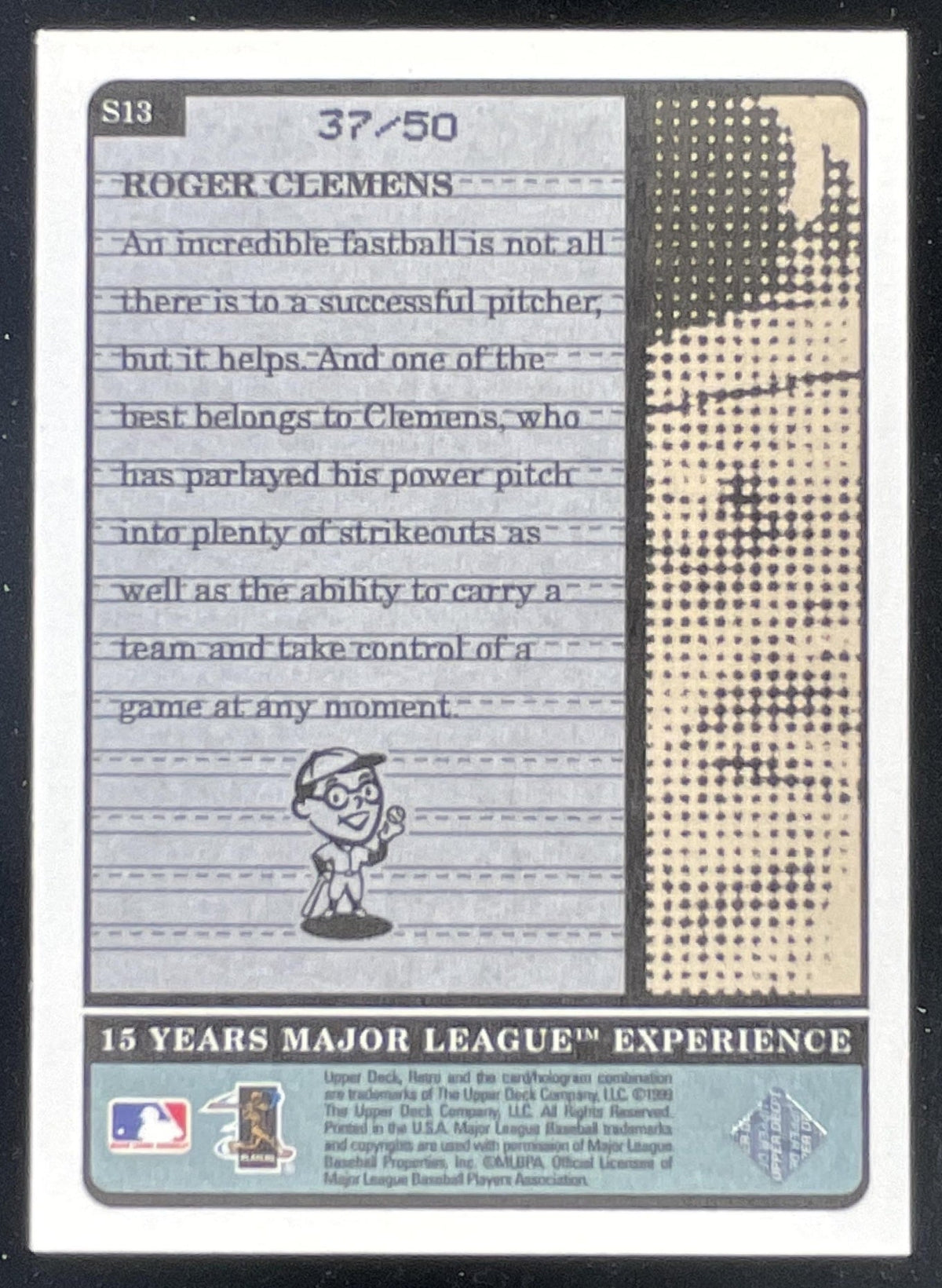 1999 Upper Deck Retro Old School/New School Level 2 #S13 Roger Clemens /50 product image 2, provided for visual reference